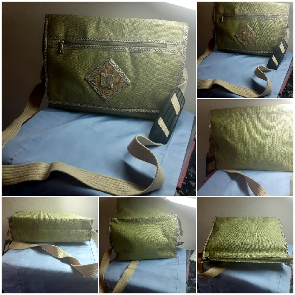 Line green large tote can be used as a crossbody